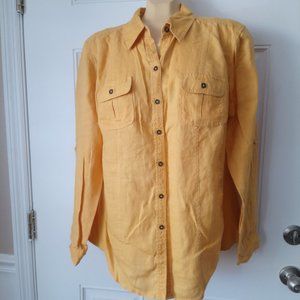 STYLE & CO Mustard Linen Button Down Shirt Sz 16/XL